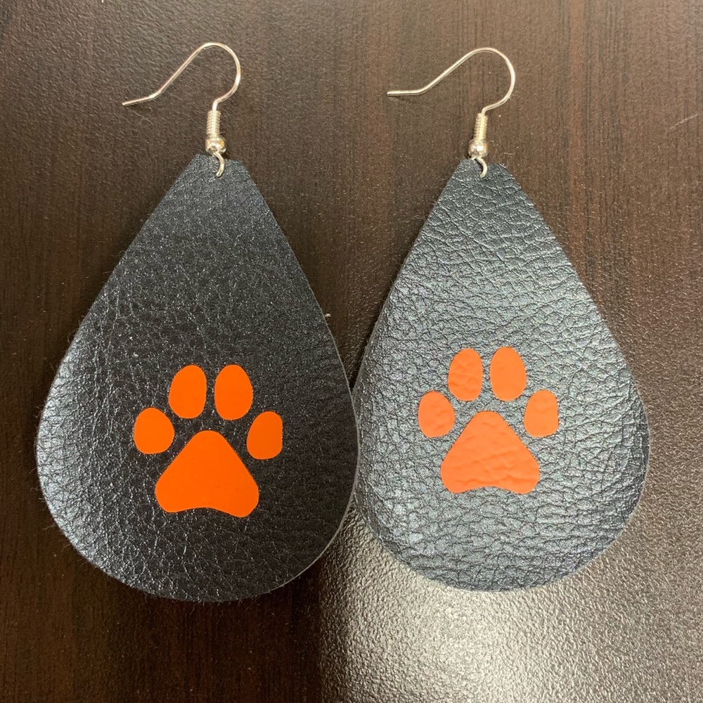 New leather tiger paw earrings